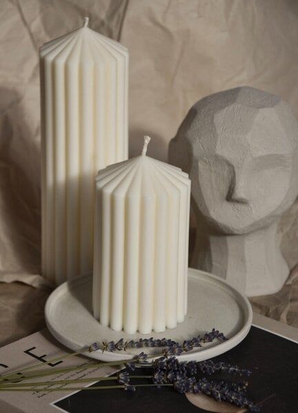 Aesthetic Ribbed Pillar Candle Set (10)