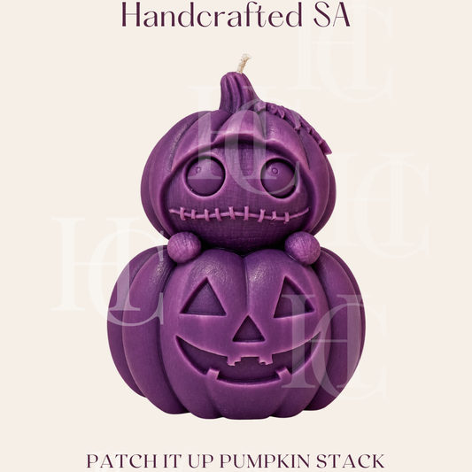 Patch it up pumpkin stack | Decorative Candle